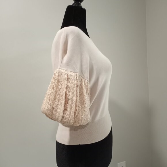 EXPRESS BABY PINK PUFFED LACE SLEEVE TOP WOMEN SIZE XS - Picture 8 of 8